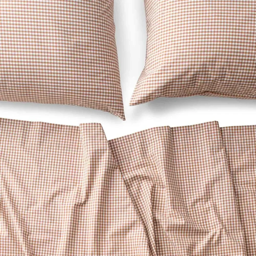 Schoolhouse Gingham Percale Sheet Set Twin Russet New